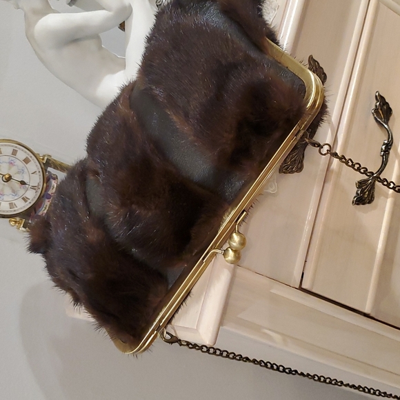 NWOT Mink Leather Clutch Bag Purse Ranch Mink Vintage - Picture 9 of 11